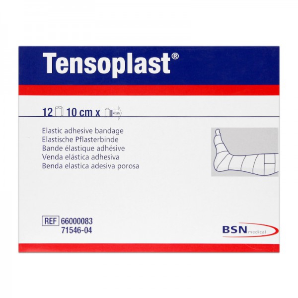 Tensoplast 10 cm x 4,5 mètres : Bandage élastique adhésif (Boîte 12 unités)